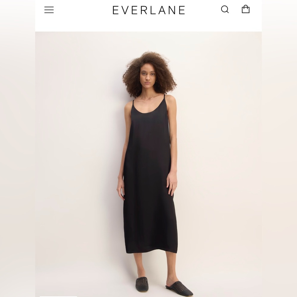 Everlane the Ultimate Slip Dress in Black 8 NWT